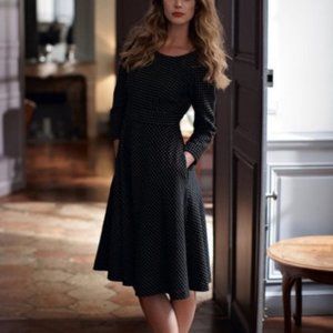 Boden 3/4 Sleeve Kate Wool Flare Dress Black 4P